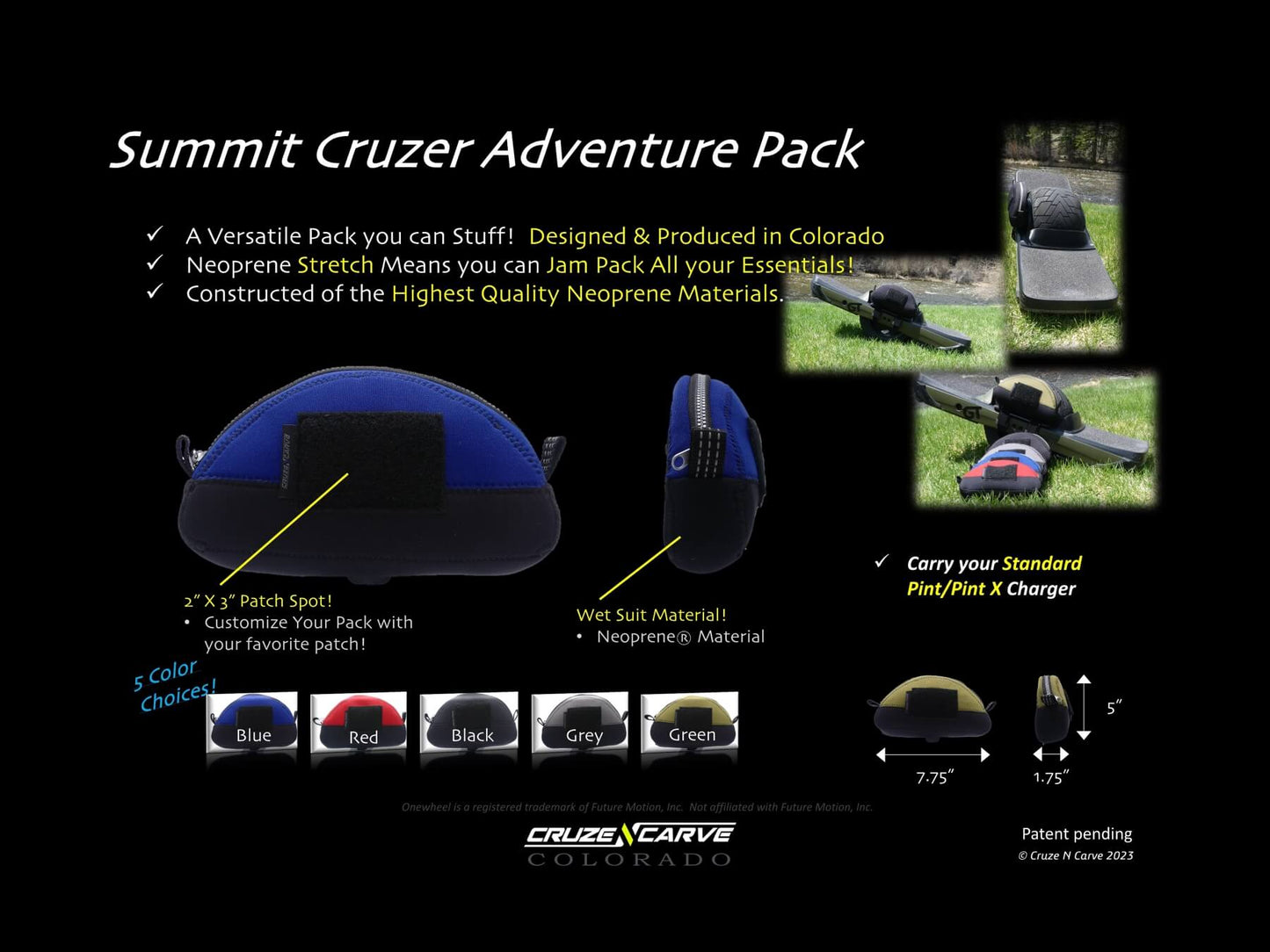 The "Summit Cruzer" Adventure Pack (Pack Only) (Onewheel Gt, Onewheel Pint X/XR/+ Compatible)