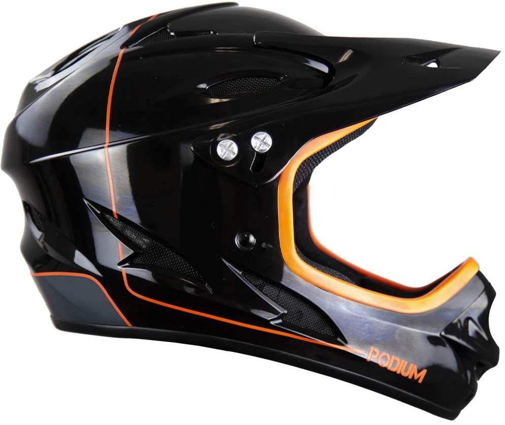 Demon Podium Full Face Bicycle Helmet- Gloss Black/Orange