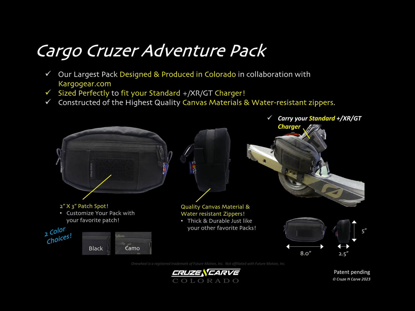 The "Cargo Cruzer" Adventure Pack (Pack Only) (Onewheel Gt, Onewheel Pint X/XR/+ Compatible)