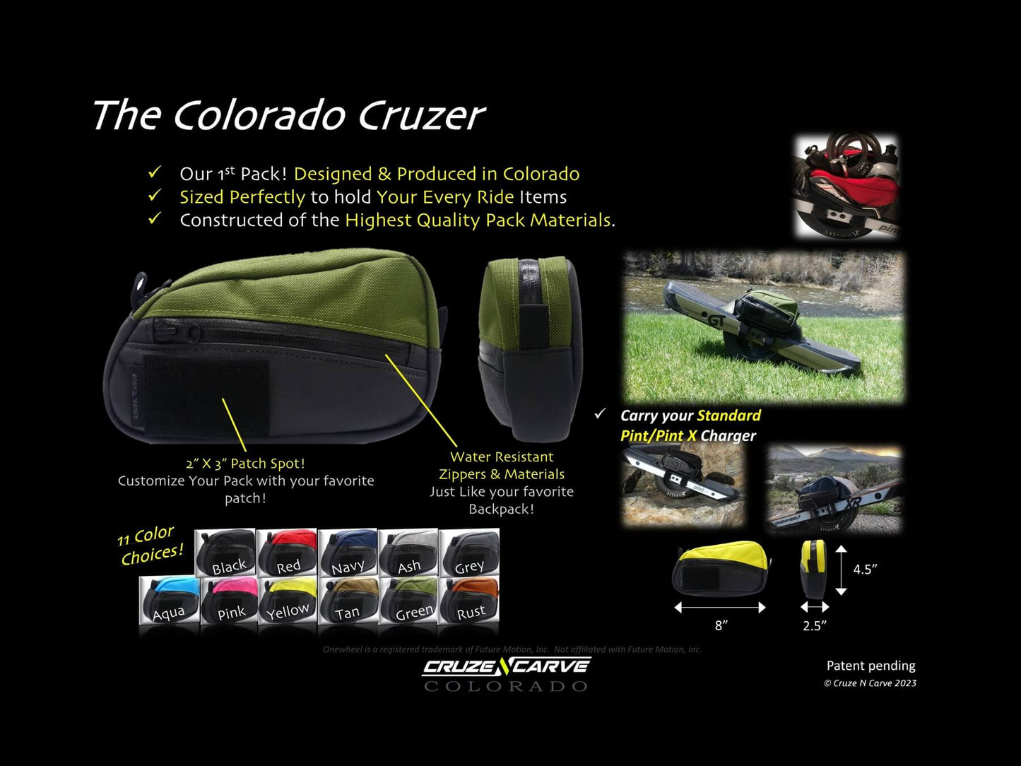 The "Colorado Cruzer" Adventure Pack (Pack Only) (Onewheel Gt, Onewheel Pint X/XR/+ Compatible)