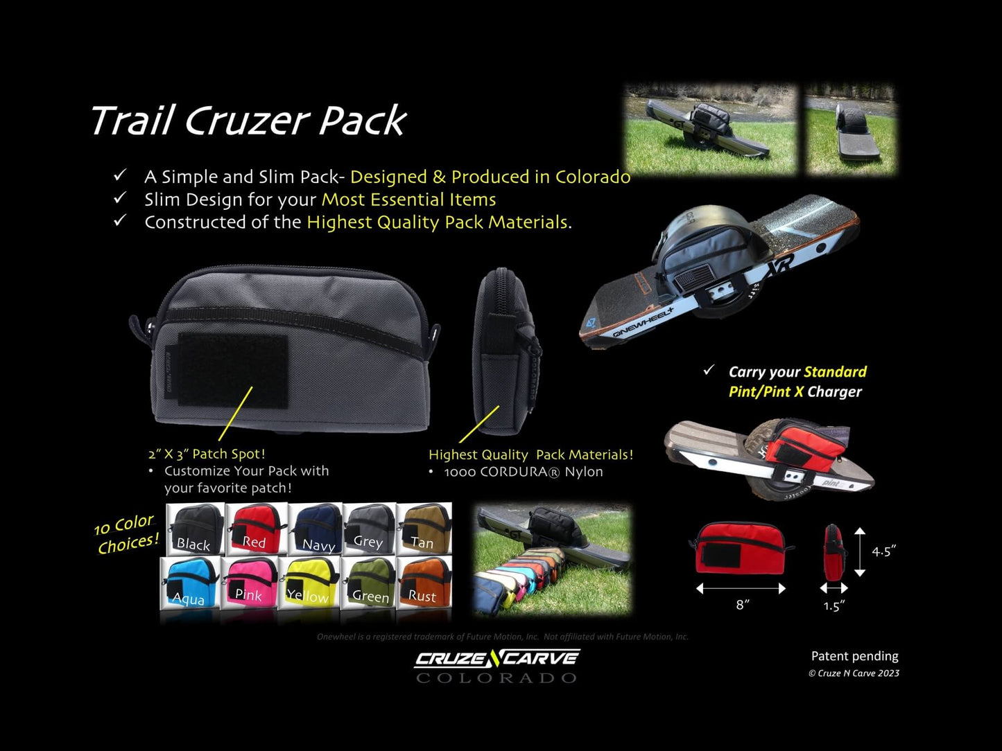 The "Trail Cruzer" Adventure Pack (Pack Only) (Onewheel Gt, Onewheel Pint X/XR/+ Compatible)