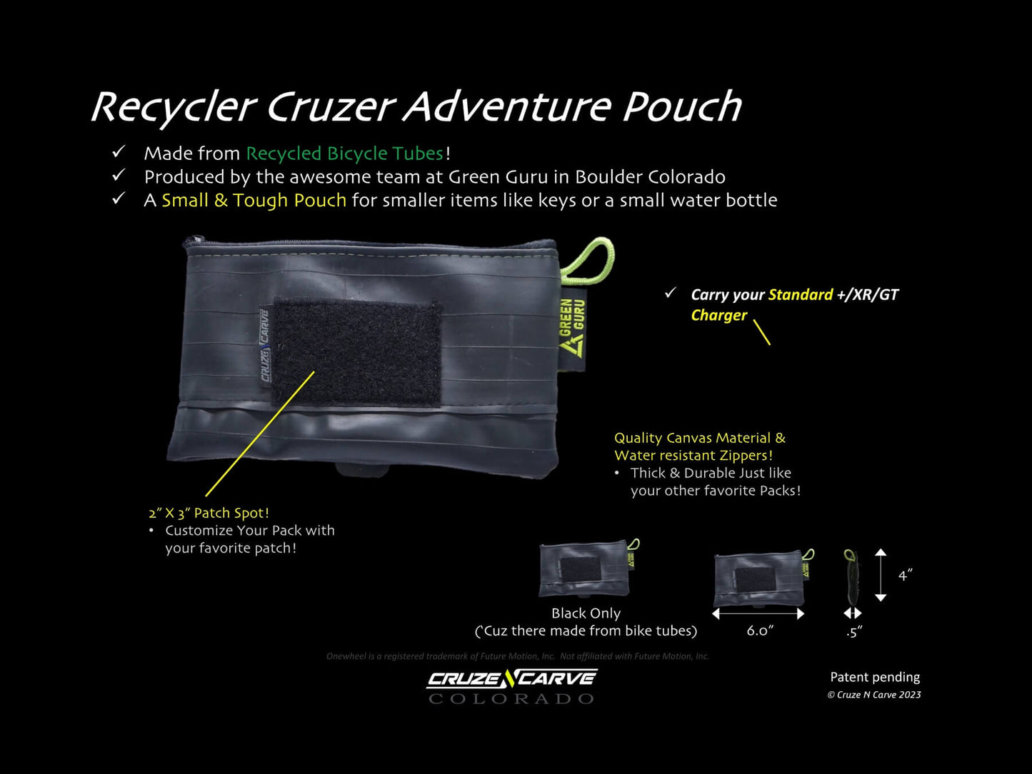 The "Recycler Cruzer" Adventure Pouch (Pouch Only) (Onewheel Gt, Onewheel Pint X/XR/+ Compatible)